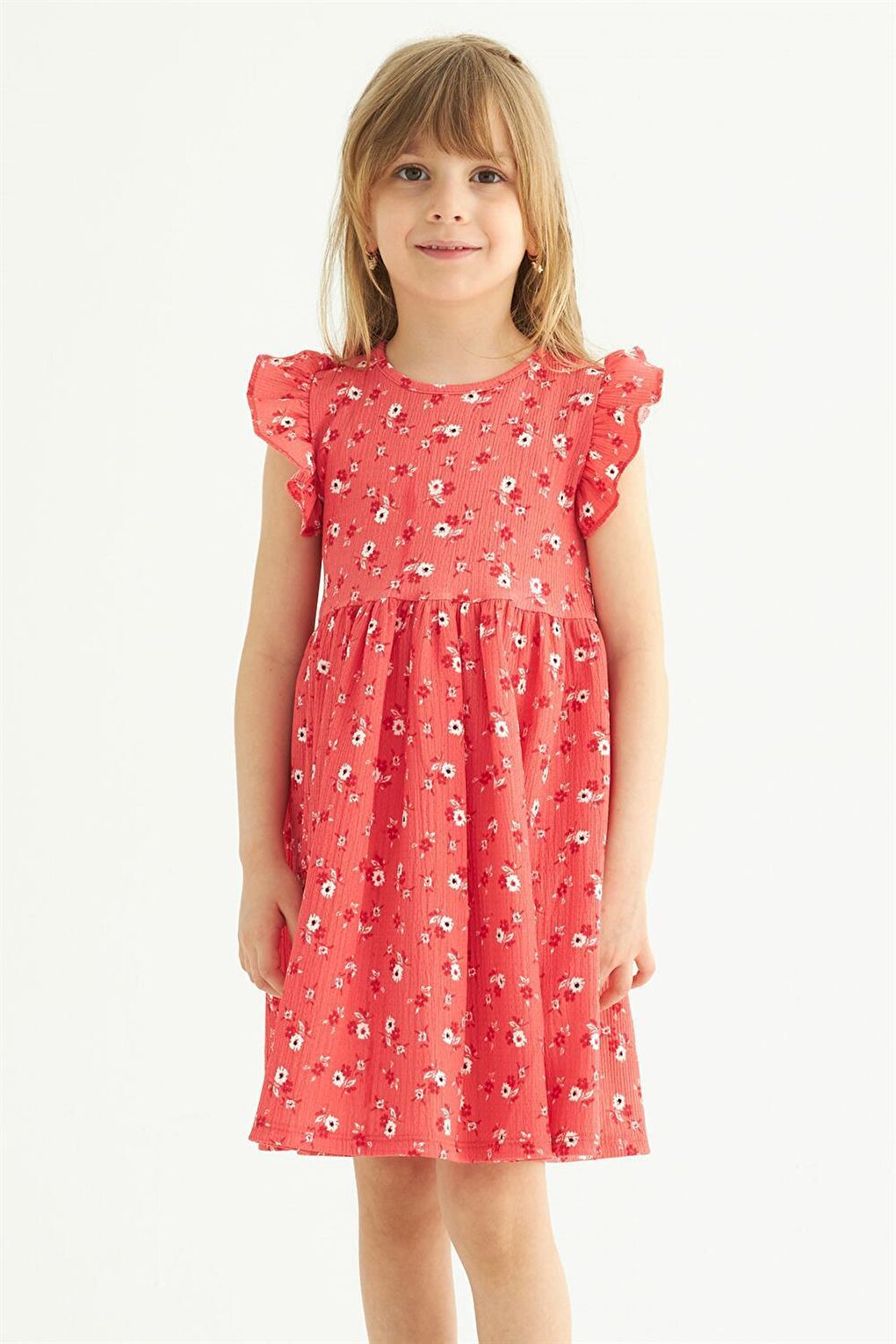 Girl's Fuchsia Colored Ruffle Polka Dot Dress