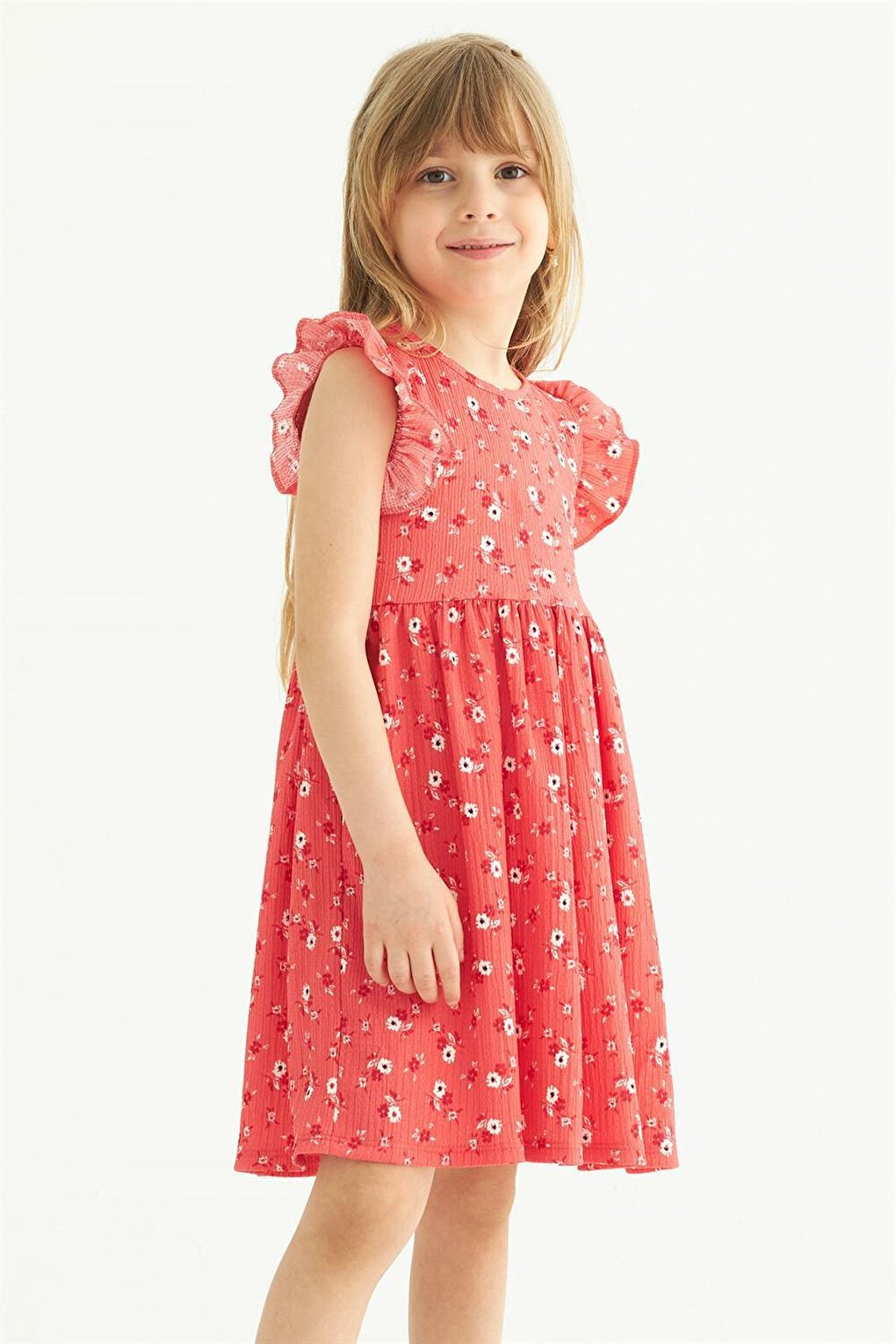 Girl's Fuchsia Colored Ruffle Polka Dot Dress