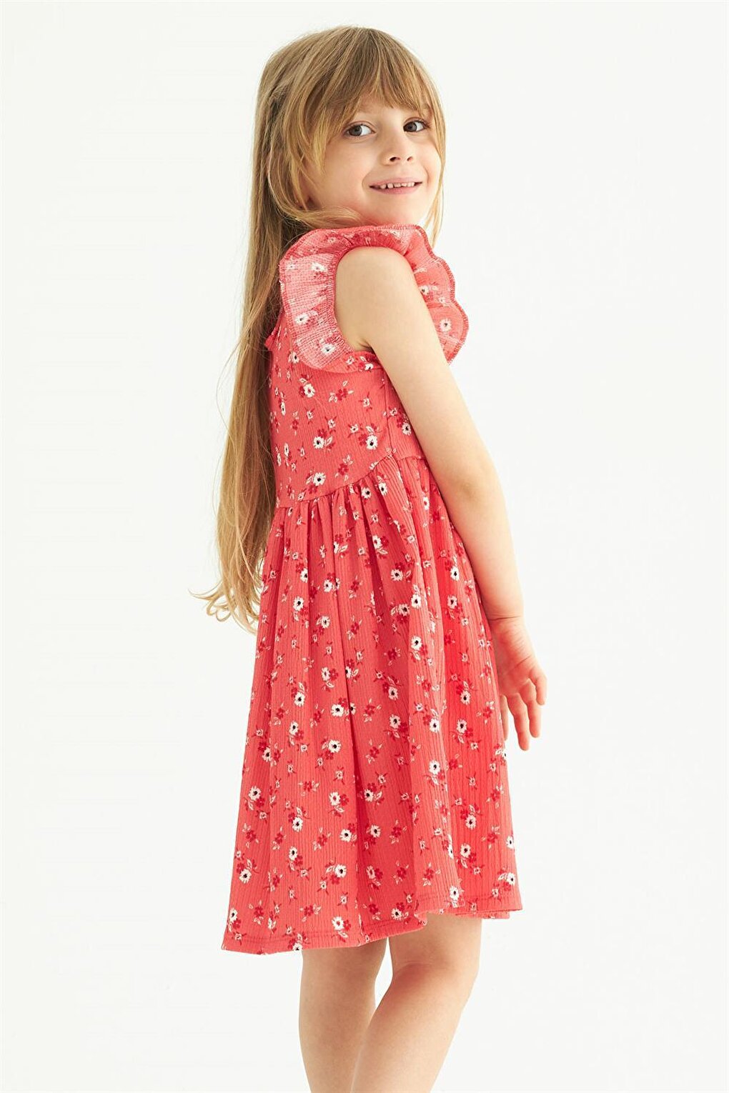 Girl's Fuchsia Colored Ruffle Polka Dot Dress