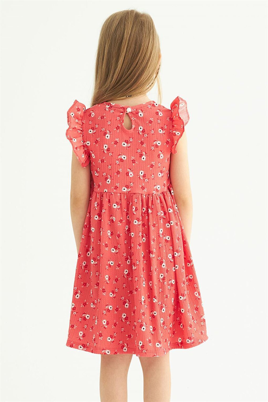 Girl's Fuchsia Colored Ruffle Polka Dot Dress