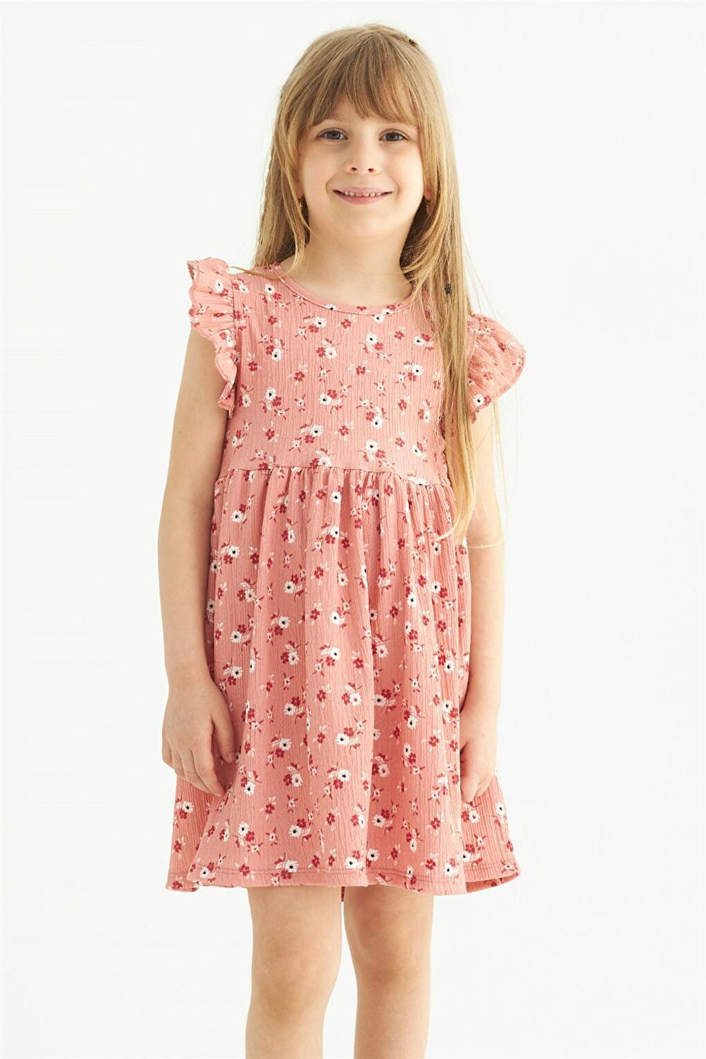 Girl's Powder Colored Ruffle Polka Dot Dress