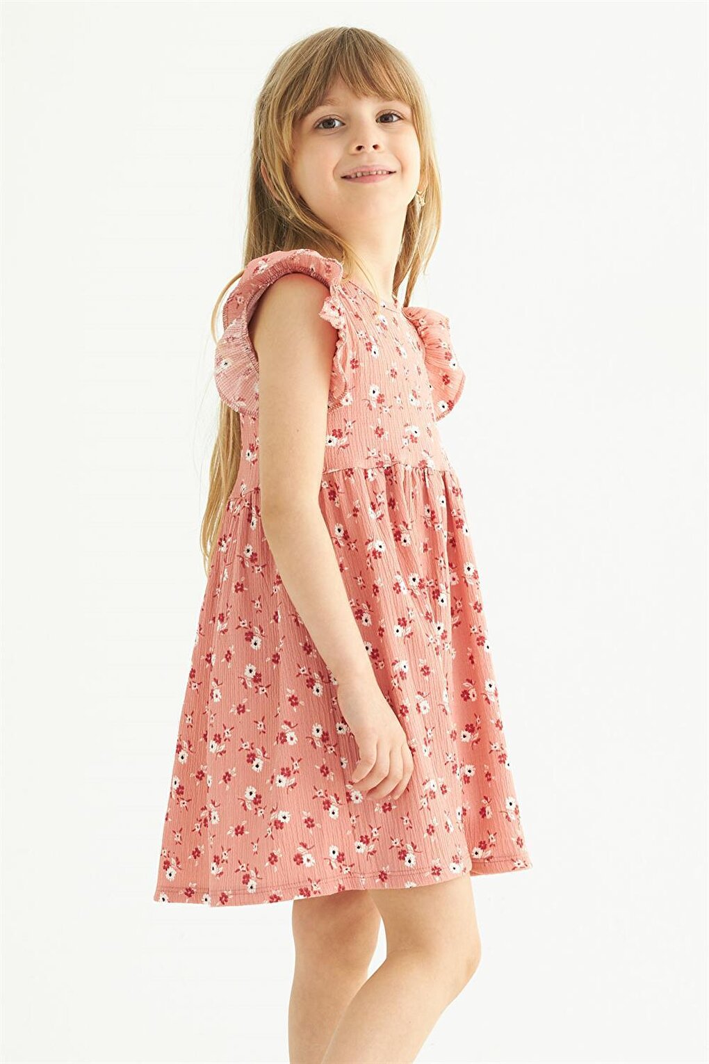 Girl's Powder Colored Ruffle Polka Dot Dress