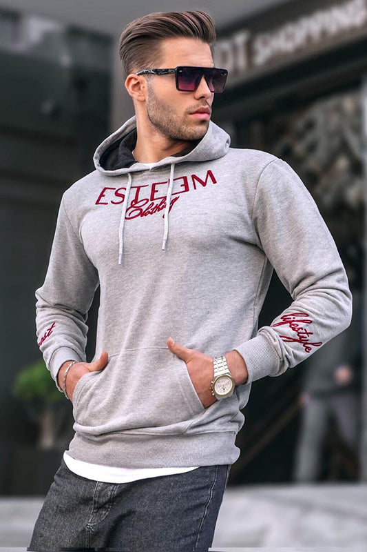 Printed Gray hooded Sweatshirt 4402