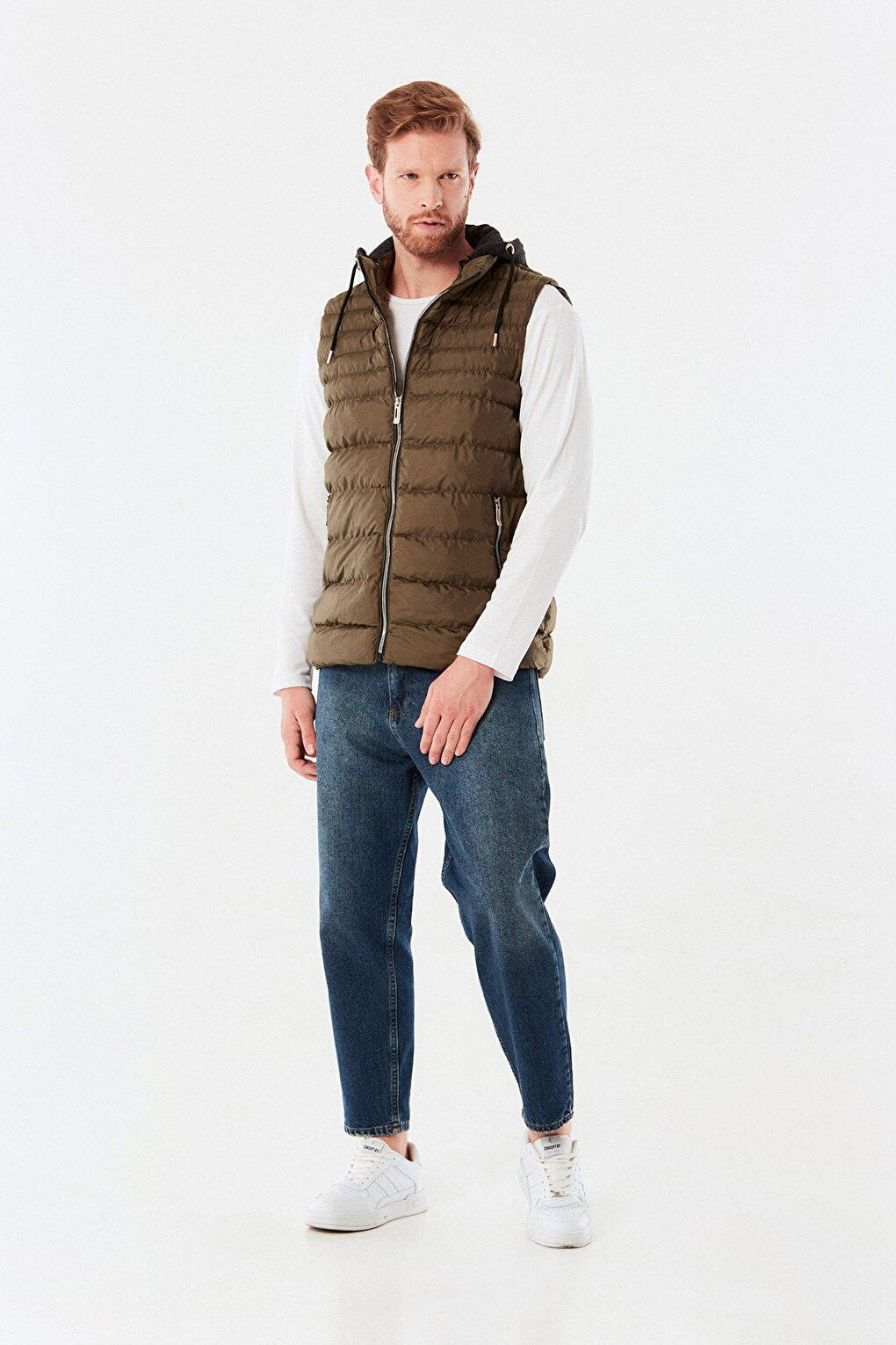 Combed Cotton Hooded Puffer Vest