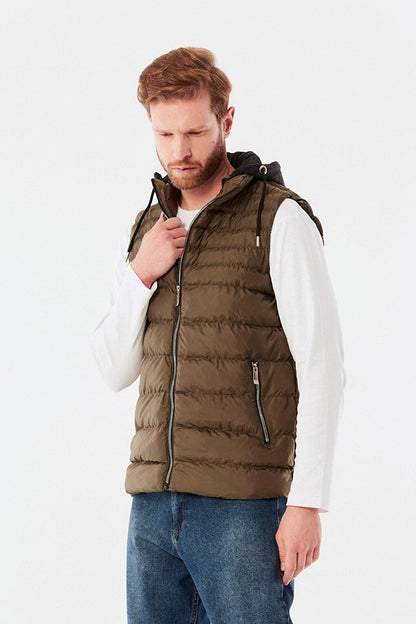 Combed Cotton Hooded Puffer Vest