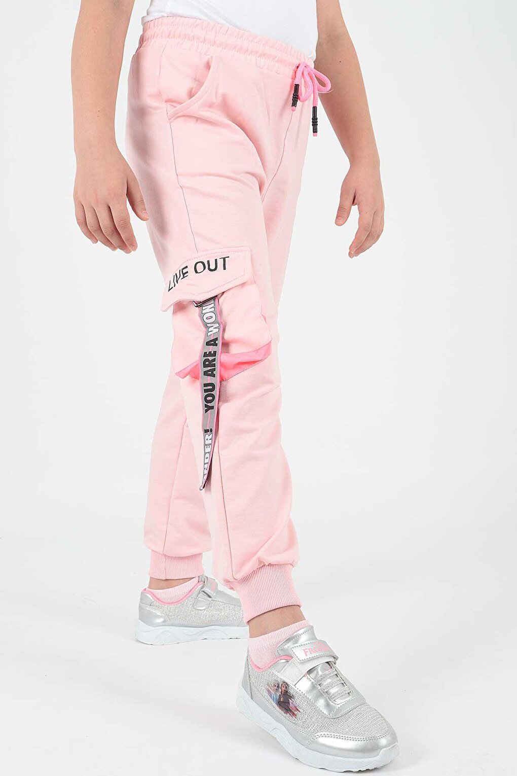 Kids Girl Live Printed Sweatpants Lace Up Elastic Slim Leg Cotton Sweatpants Ak722473