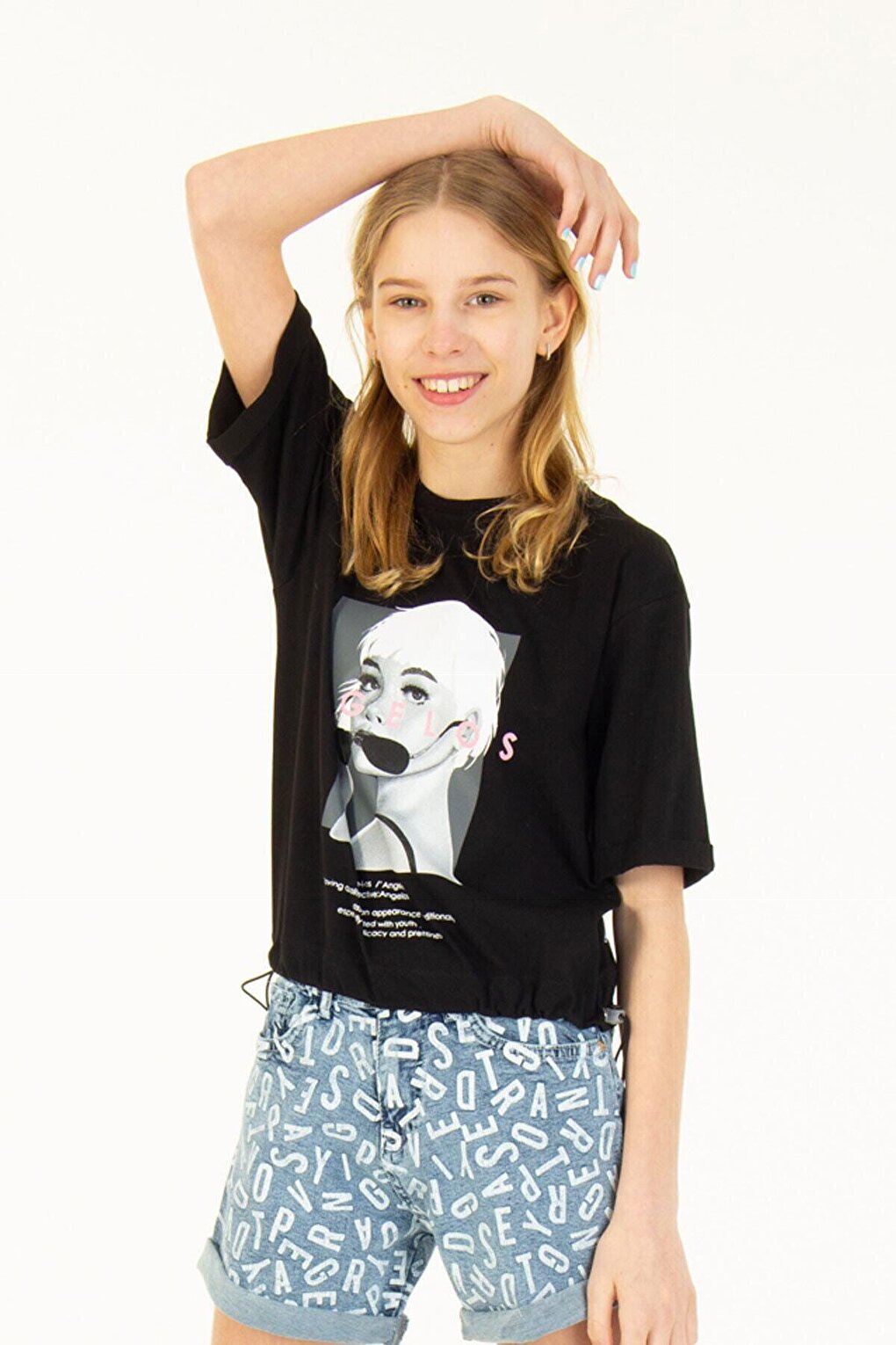 Girl's Digital Printed Adjustable Waist T-Shirt