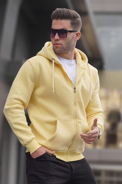 Yellow Hooded Regular Fit Men's Sweatshirt 6033