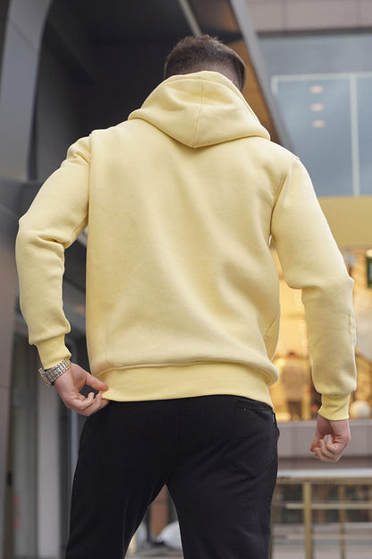 Yellow Hooded Regular Fit Men's Sweatshirt 6033