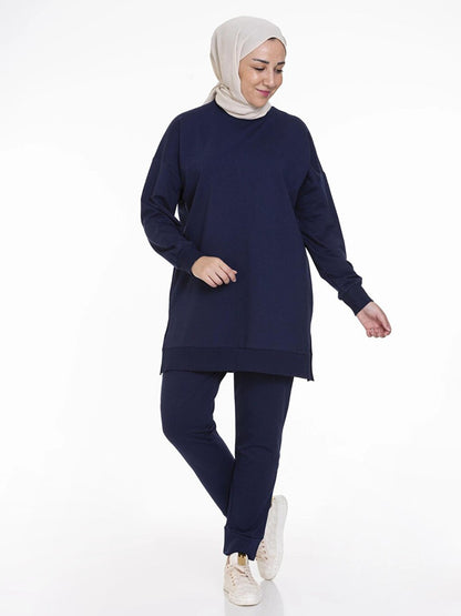 Crew Neck Plain Long Sleeve Women's Tunic N001