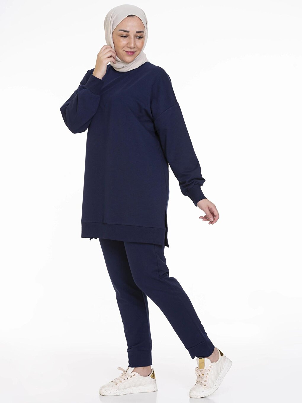 Crew Neck Plain Long Sleeve Women's Tunic N001