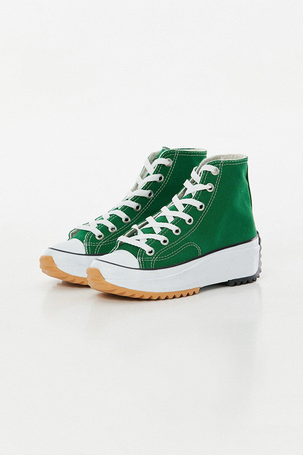 Lace-up High Sole Linen Sneakers