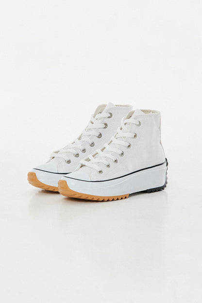 Lace-up High Sole Linen Sneakers