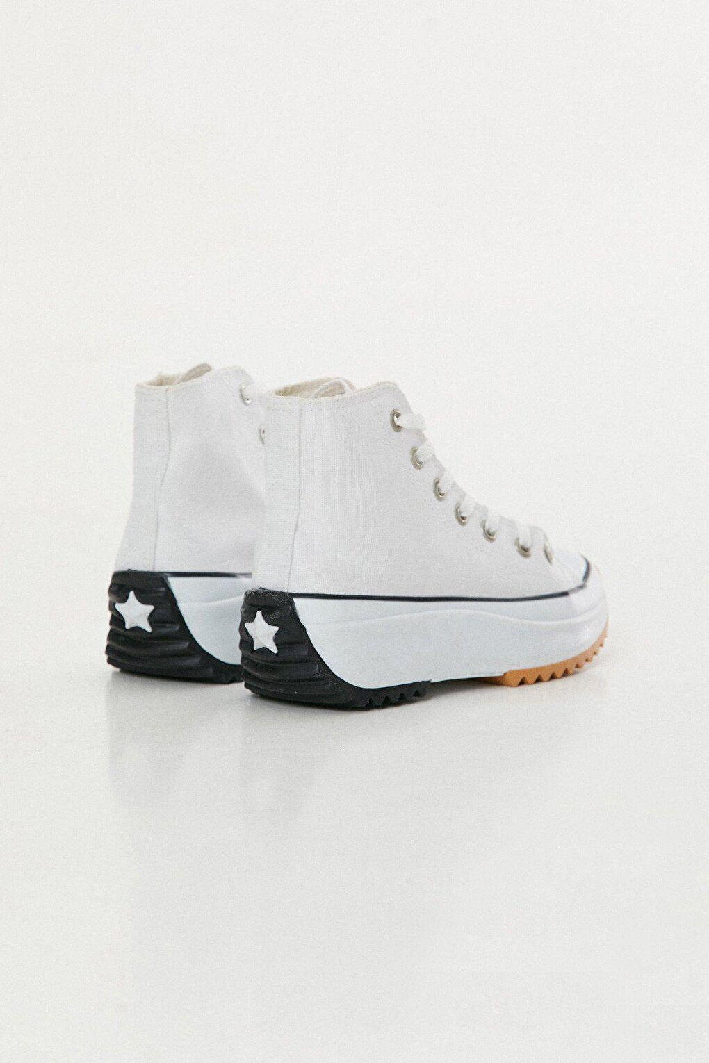 Lace-up High Sole Linen Sneakers