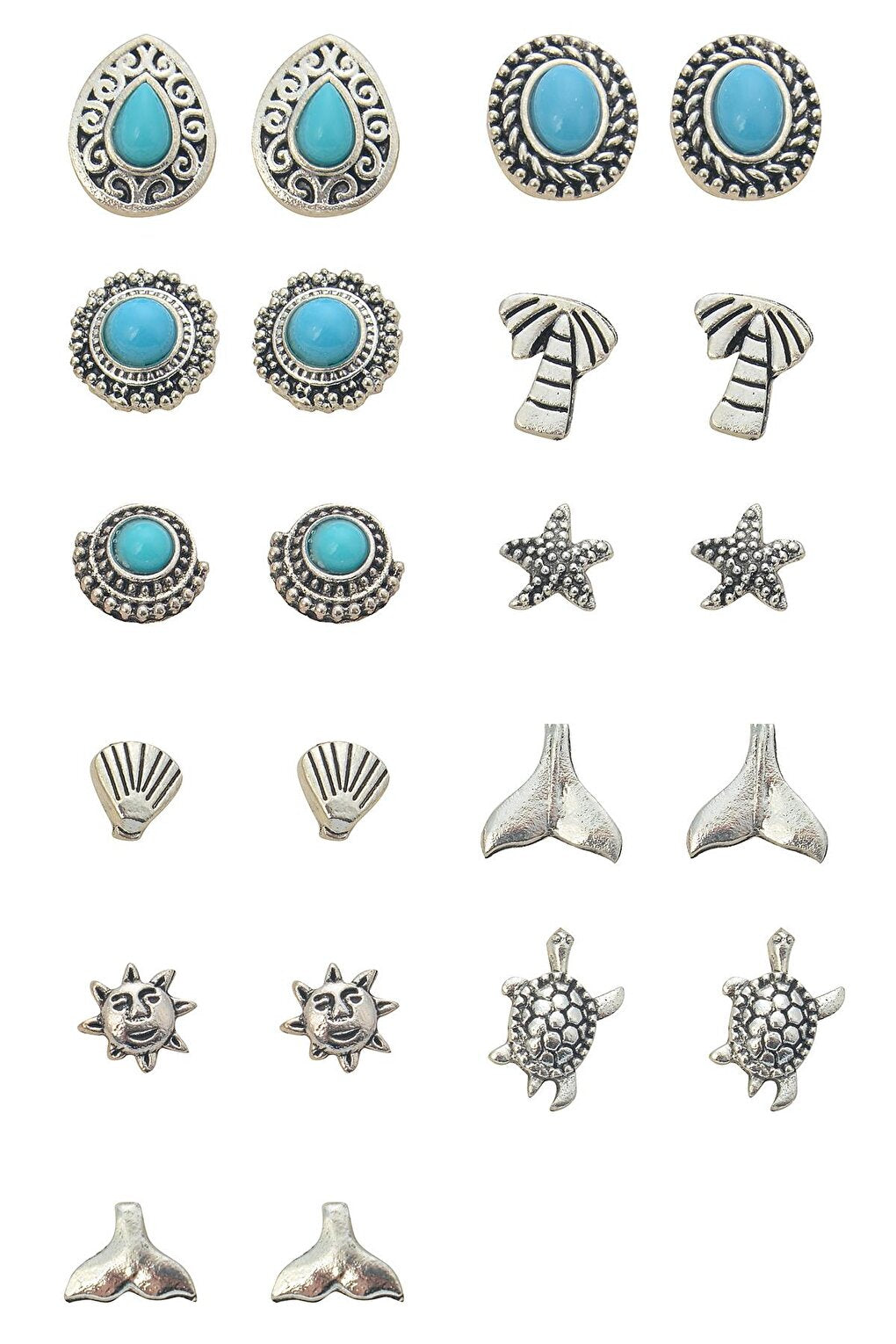 11 Pairs Sea Themed Turquoise Earring Set