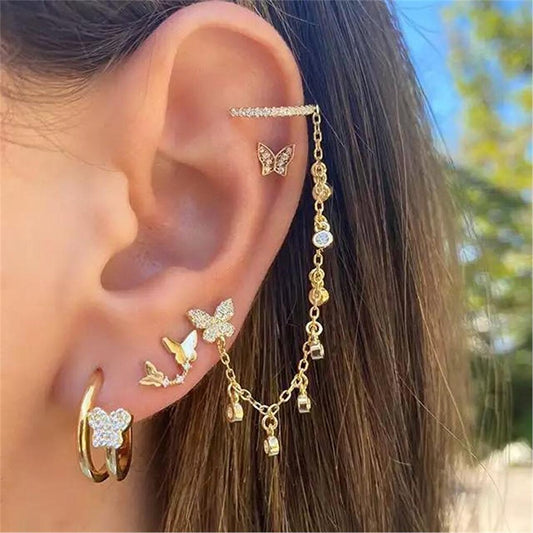 Butterfly Ear Accessory Piercing Earring Set