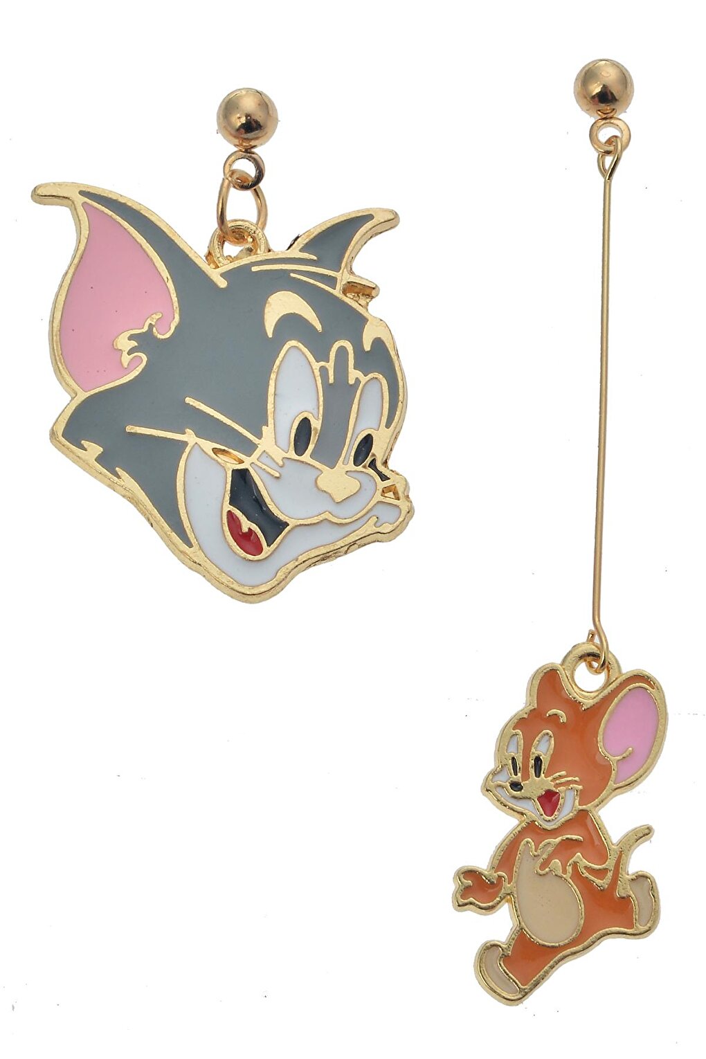 Tom and Jerry Cat and Mouse Asymmetrical Fun Earrings