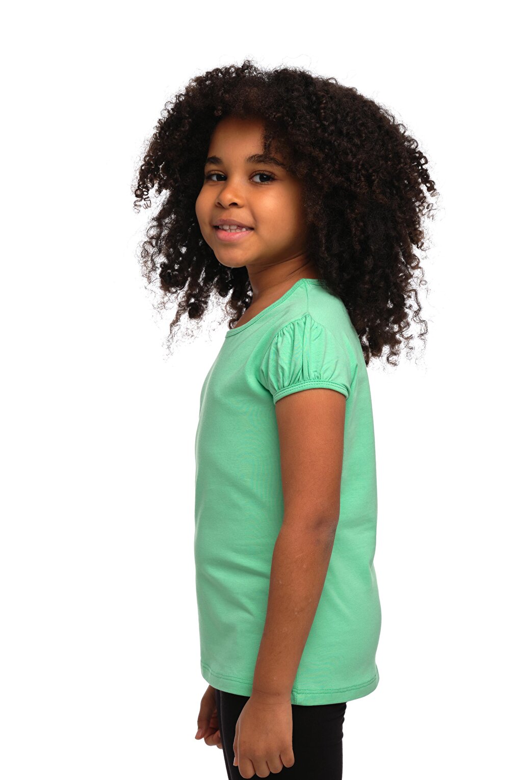 Pastel Green Girl's Short Sleeve Basic T-Shirt