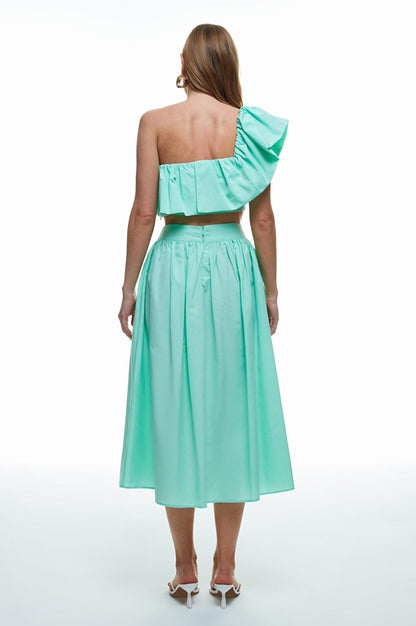 High Waist Pleated Detailed Midi Skirt Mint