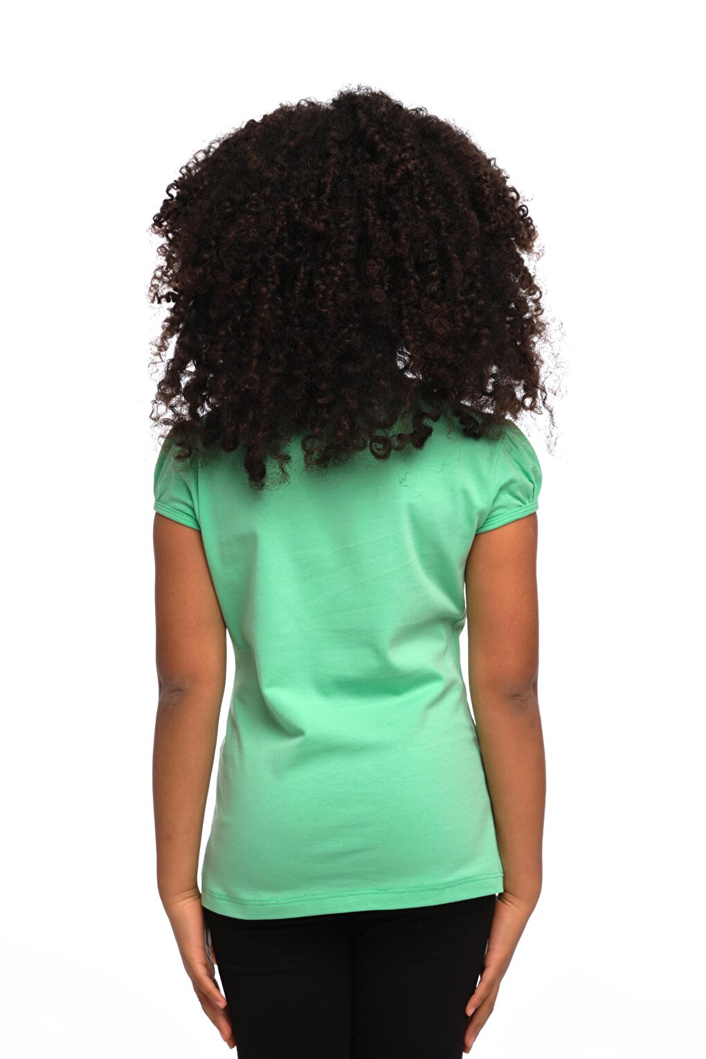 Pastel Green Girl's Short Sleeve Basic T-Shirt