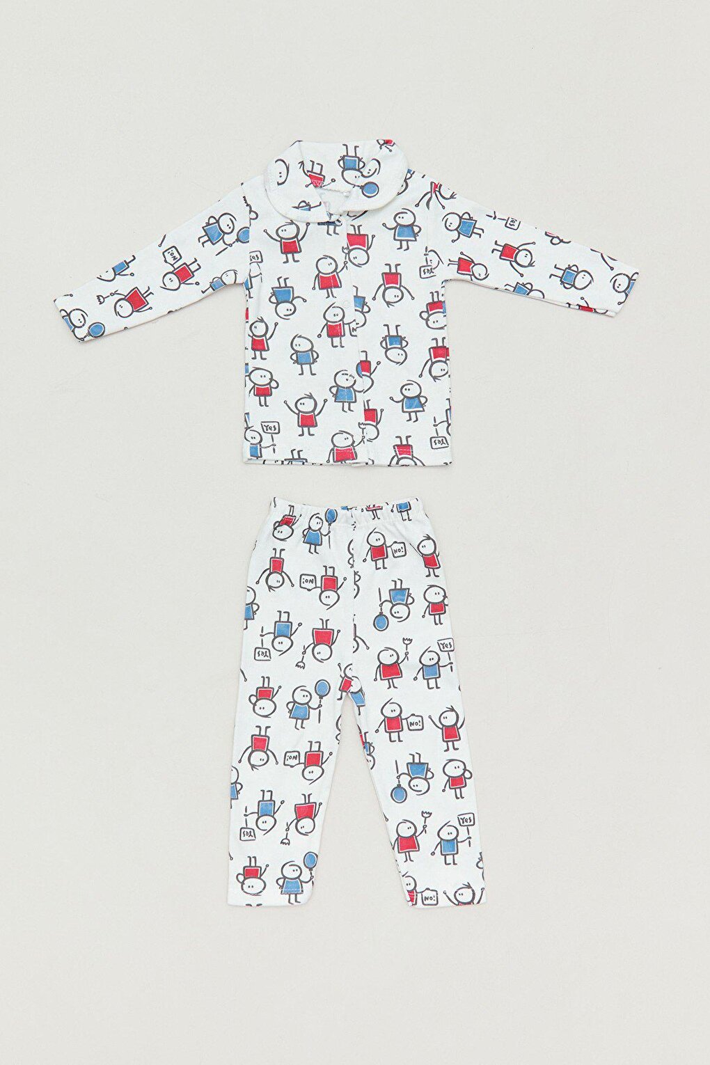 Printed Baby Collar Boys Pajama Set