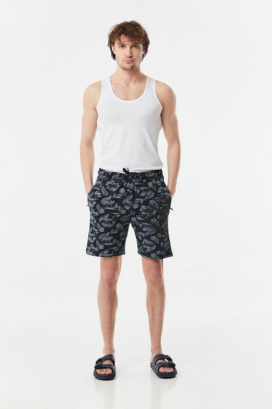 Palm Tree Printed Pocket Zippered Shorts