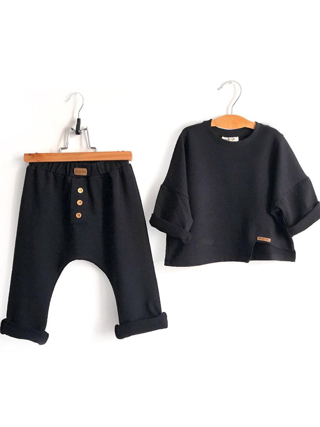 Boy's Trousers - Black Combed Cotton Harem