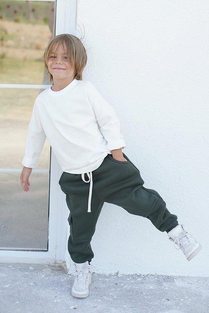 Pack of 3 Boys' Sweatpants 3 thread Twill (Khaki, Grey, Black)