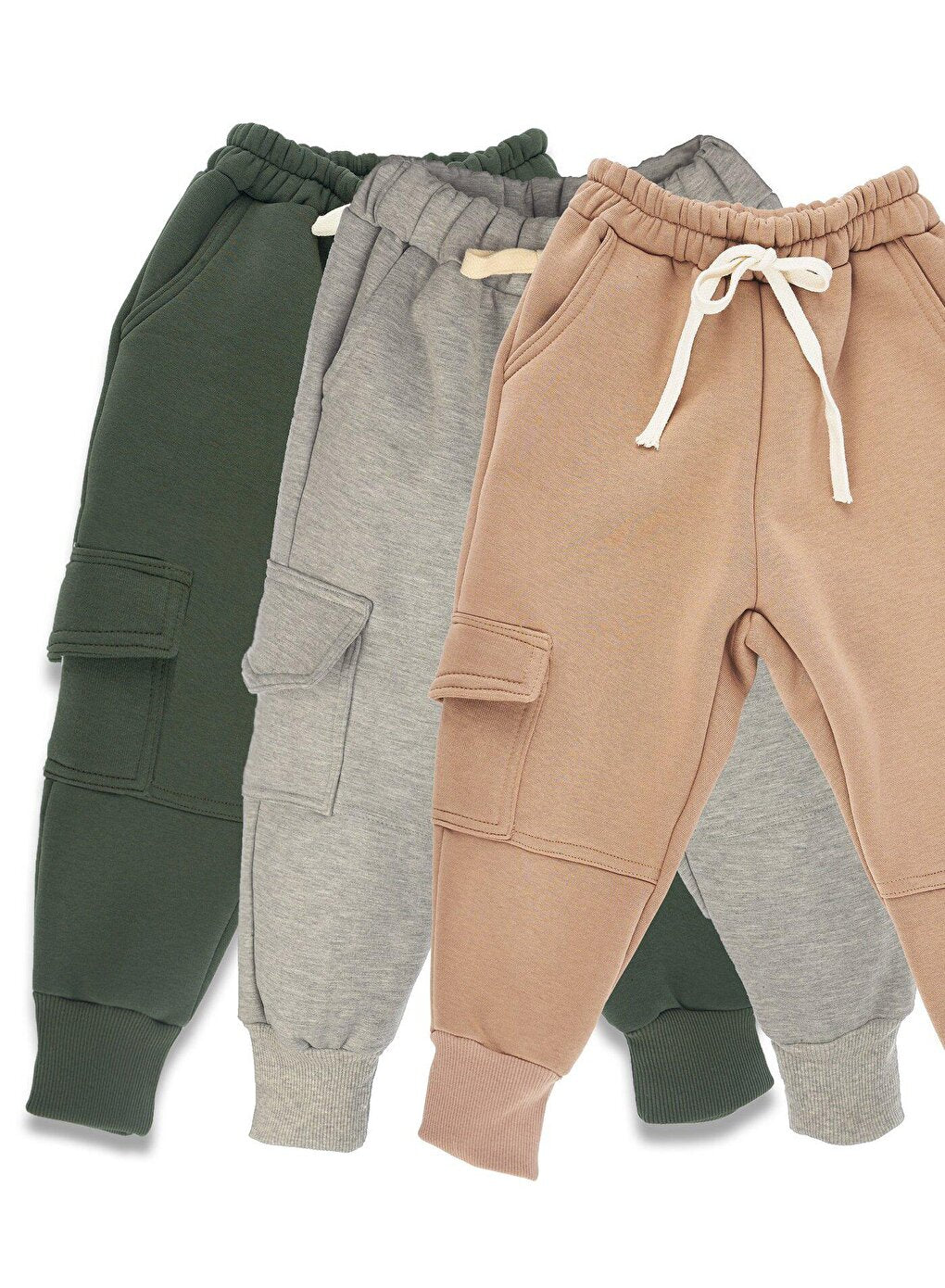 Pack of 3 Boys' Sweatpants 3-thread Rose Gold (Khaki, Grey, Mink)