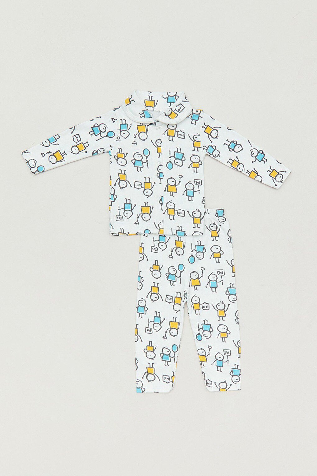 Printed Baby Collar Boys Pajama Set