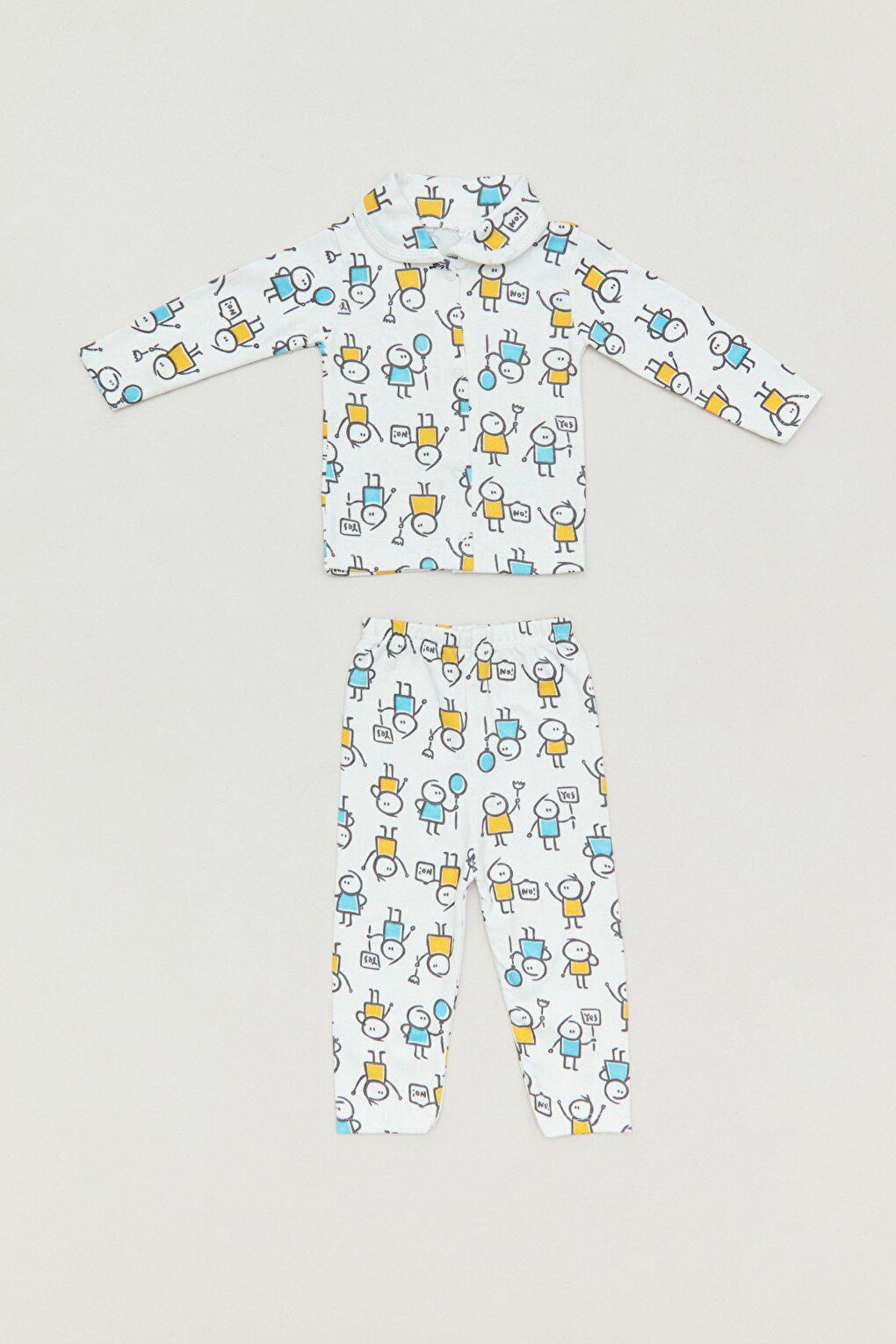 Printed Baby Collar Boys Pajama Set