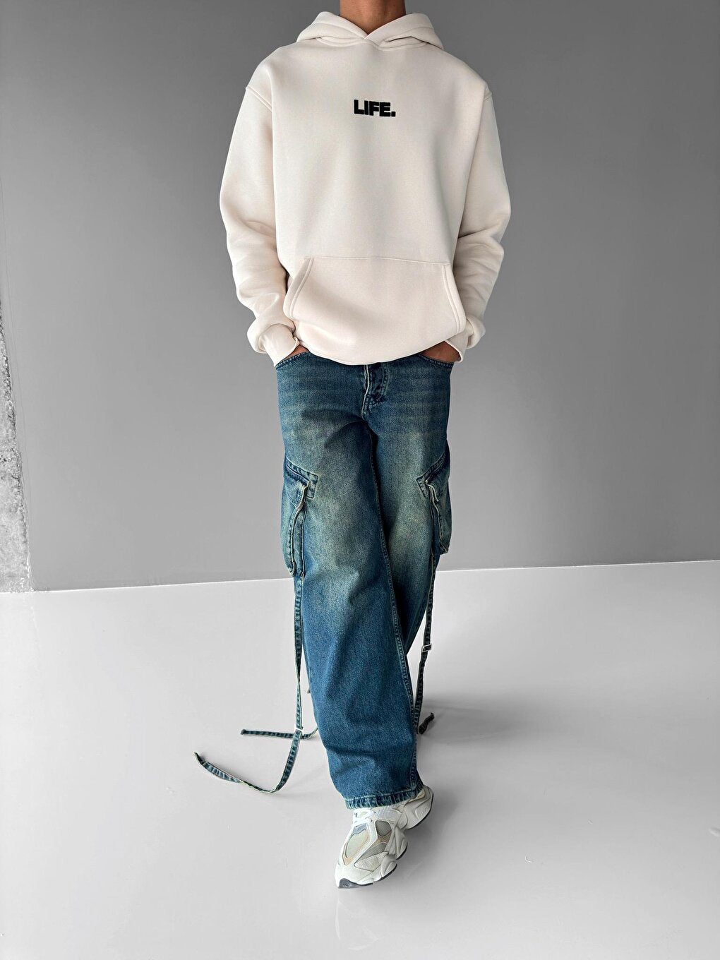 Baggy Fit Drawstring Cargo Jean Blue