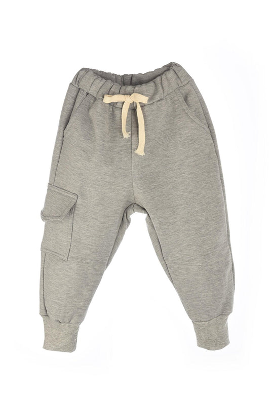 Children's Tracksuit Bottom - Gray 3 Thread Raised Combed Cotton