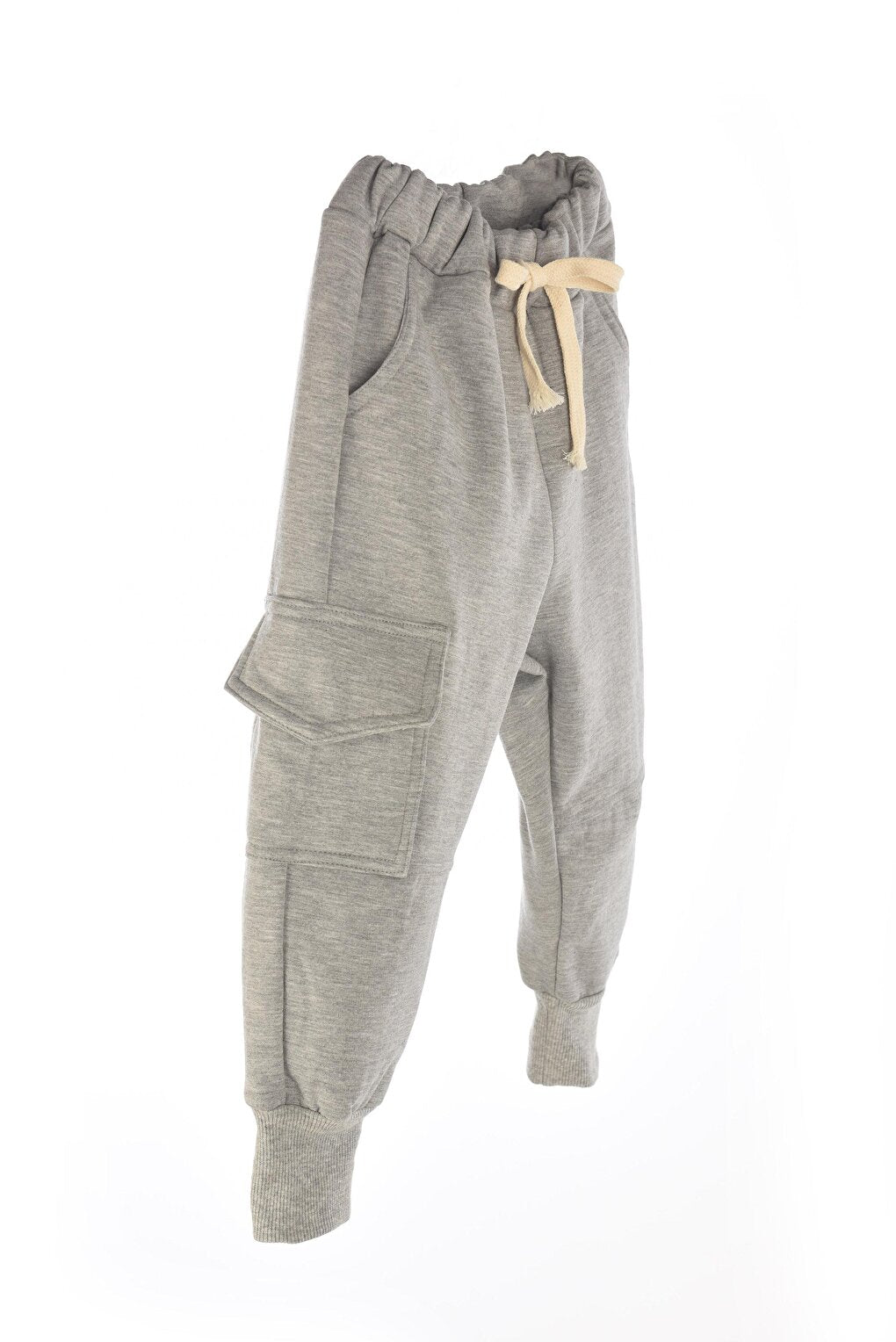 Children's Tracksuit Bottom - Gray 3 Thread Raised Combed Cotton