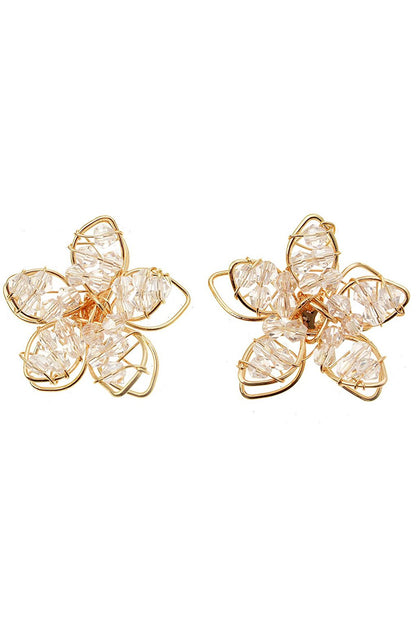 Crystal Spiral Design Flower earrings