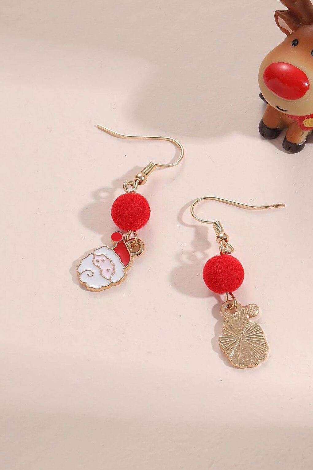 Christmas Santa Claus Pompom Dangle Earrings