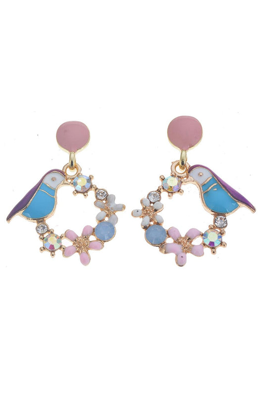 Floral Bird Mini Earrings