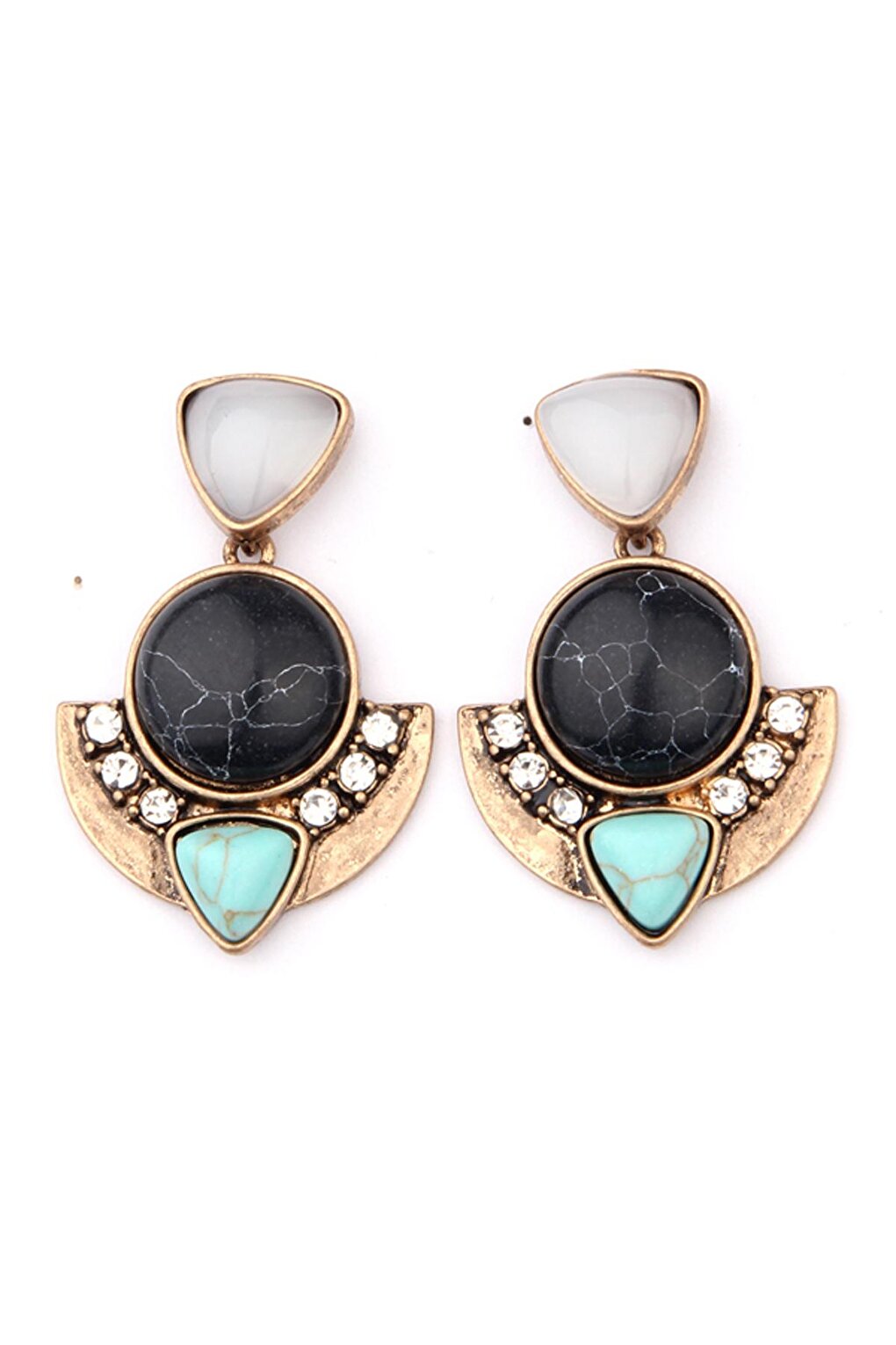 Black Blue Marble Stone Earrings