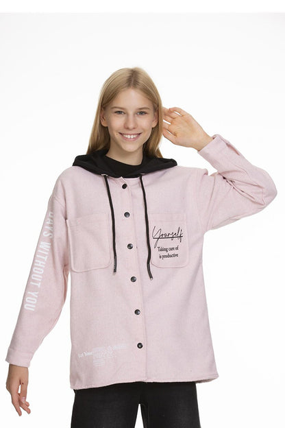 Girl's Hooded Printed Shirt 9-14 Years Lx167