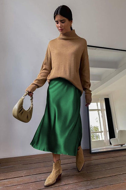 Green Satin Skirt MG1409