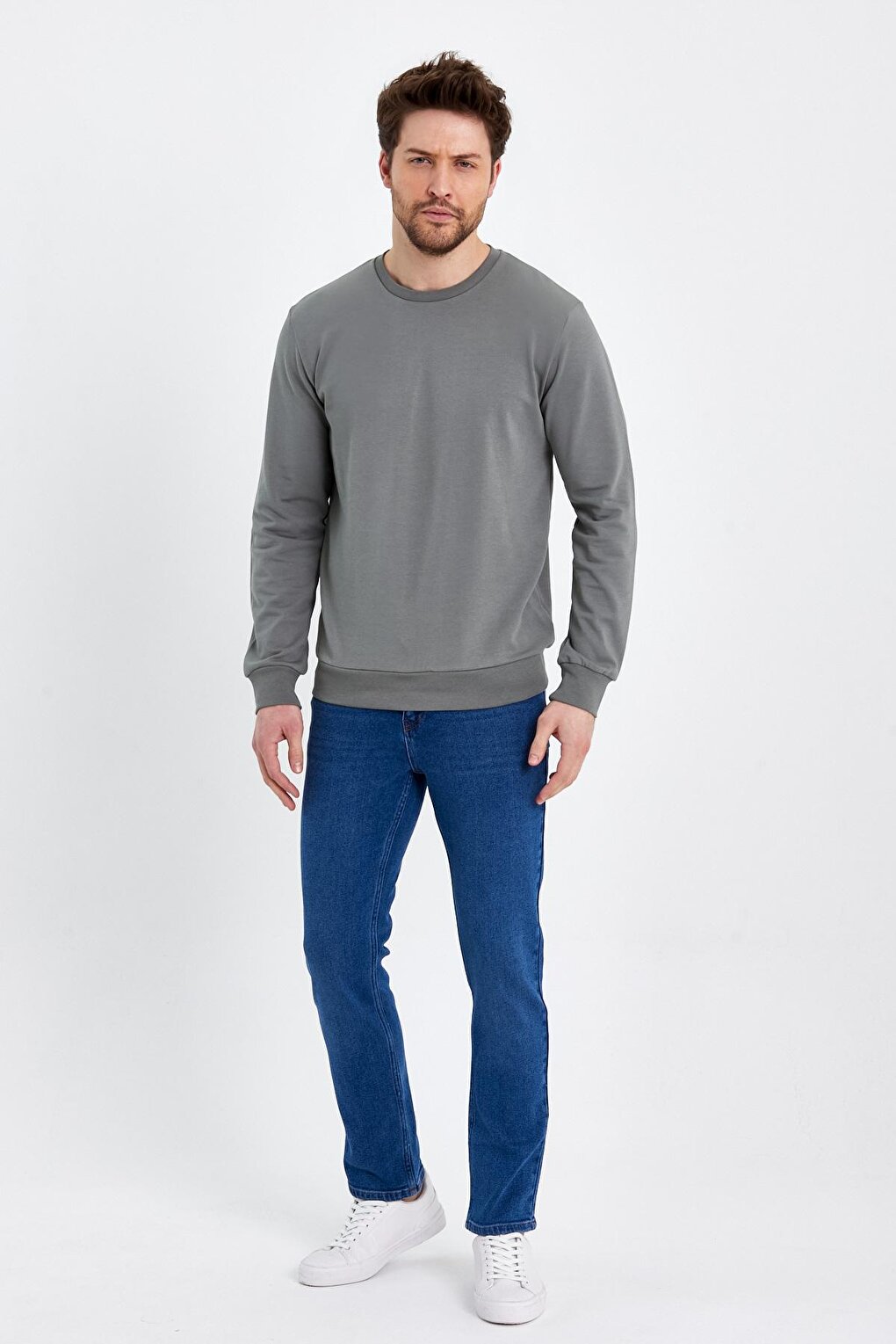 Crew Neck Basic Thin Men's Sweatshirt