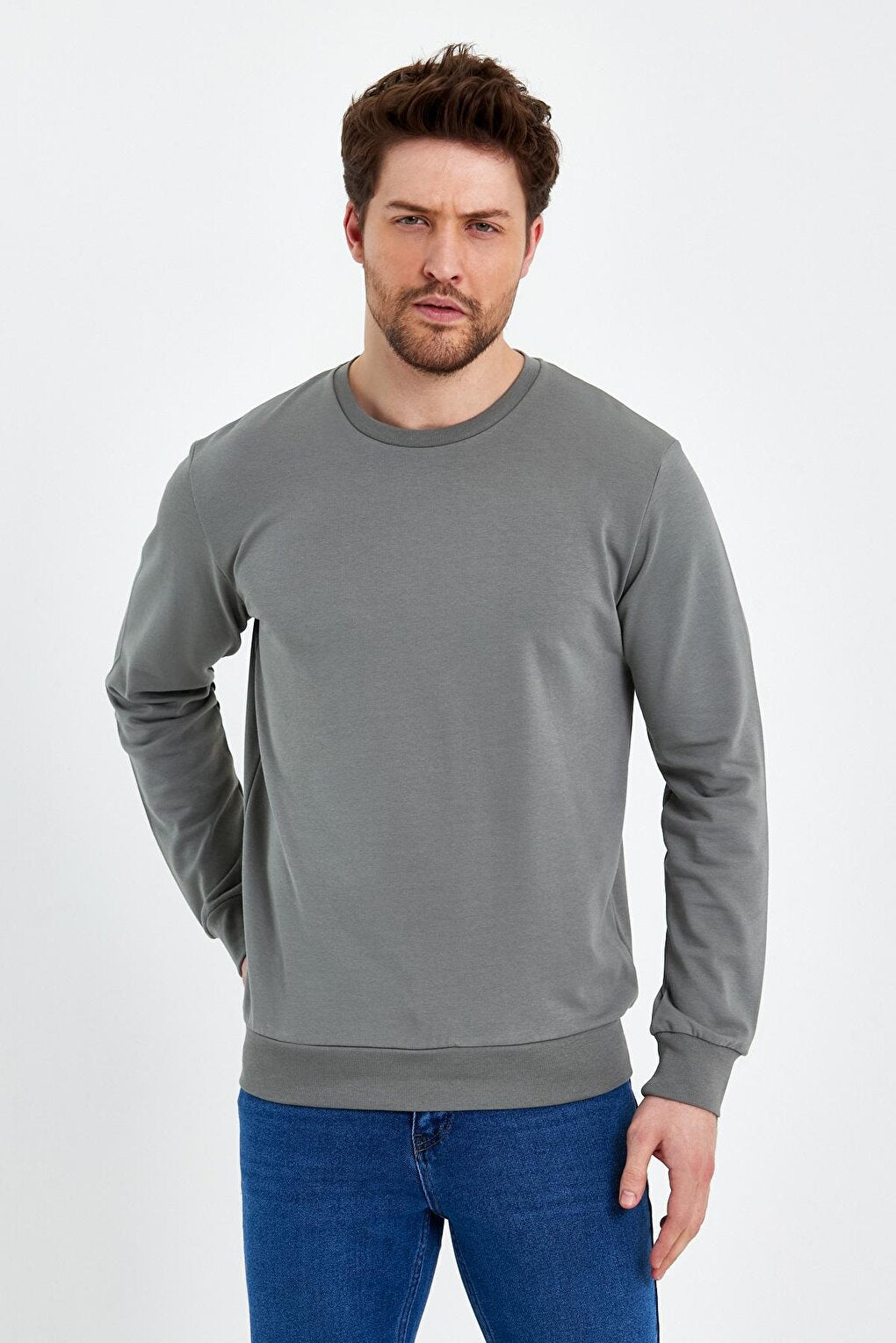 Crew Neck Basic Thin Men's Sweatshirt