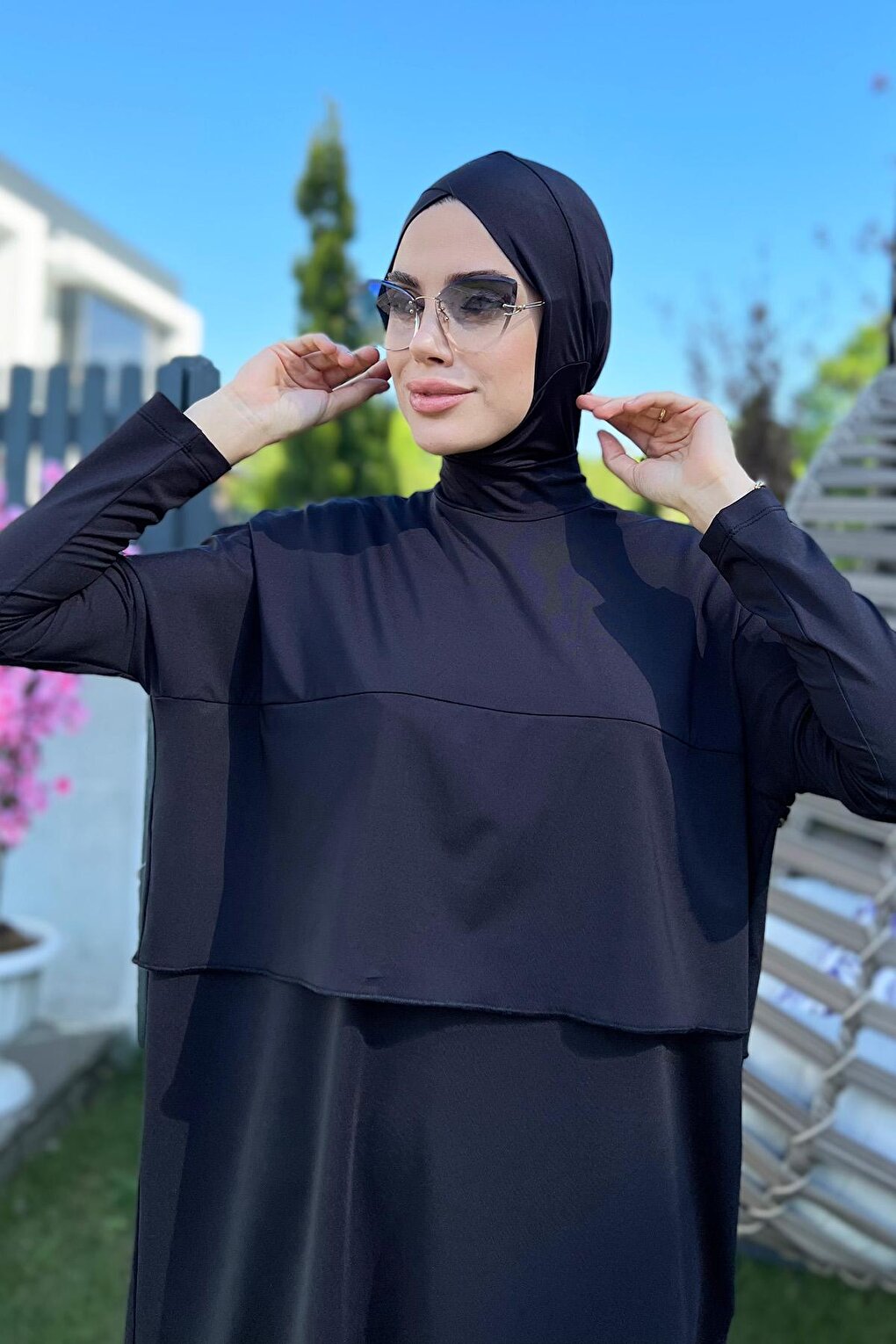 Scissors Tunic Wide Leg Trousers Fully Covered Hijab Swimsuit R072