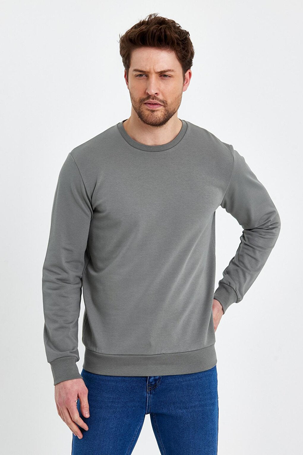 Crew Neck Basic Thin Men's Sweatshirt