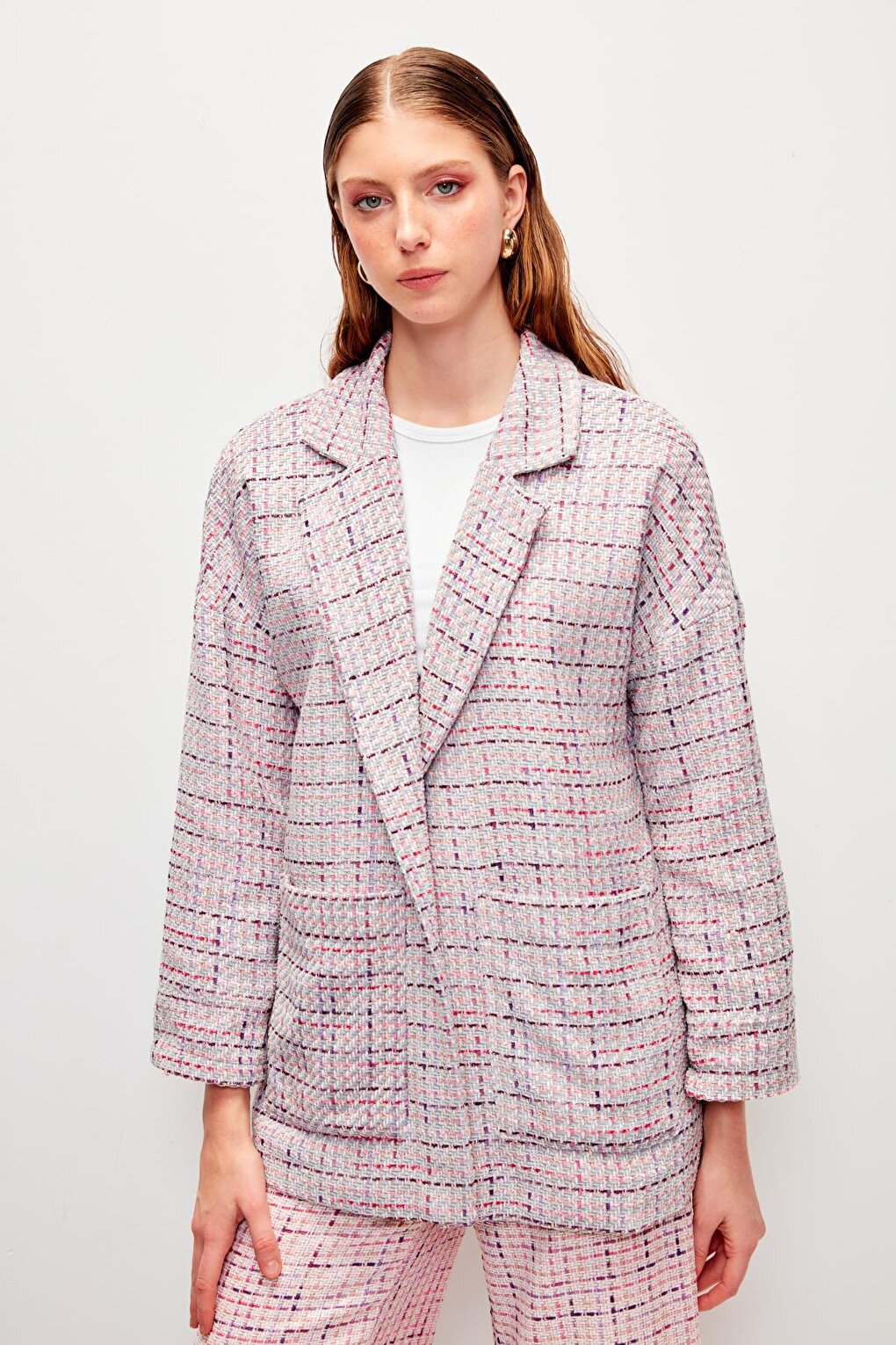 Lilac Tweed Relaxed Fit Jacket