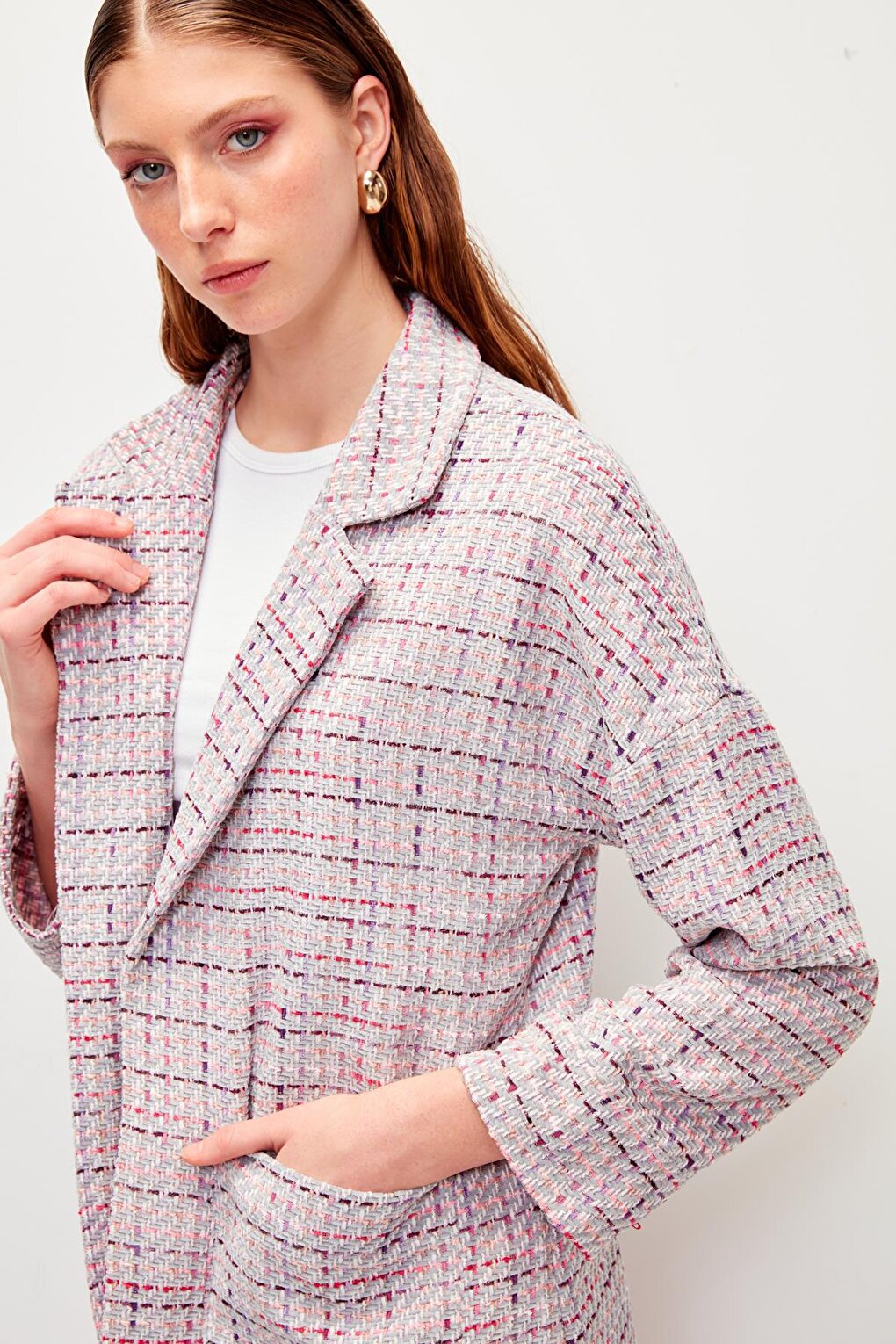 Lilac Tweed Relaxed Fit Jacket