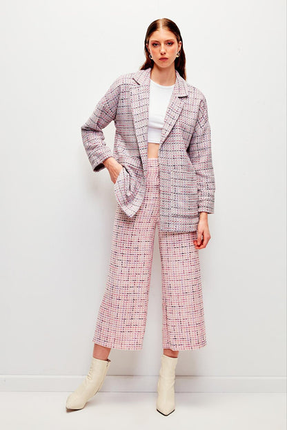 Lilac Tweed Relaxed Fit Jacket