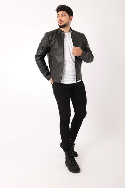 Side Detailed Faux Leather Jacket BL 1460