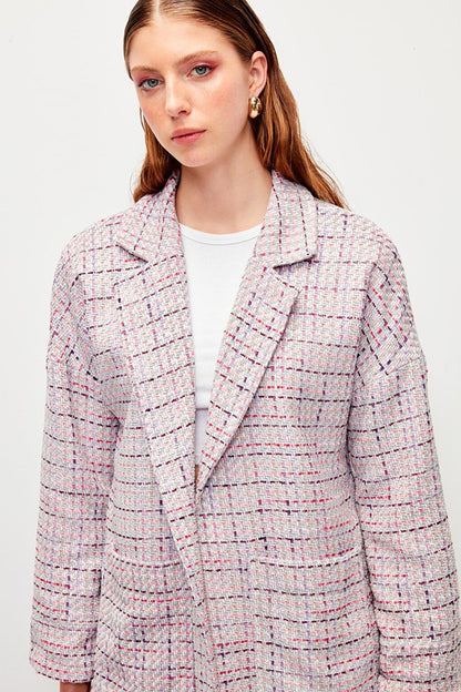 Lilac Tweed Relaxed Fit Jacket