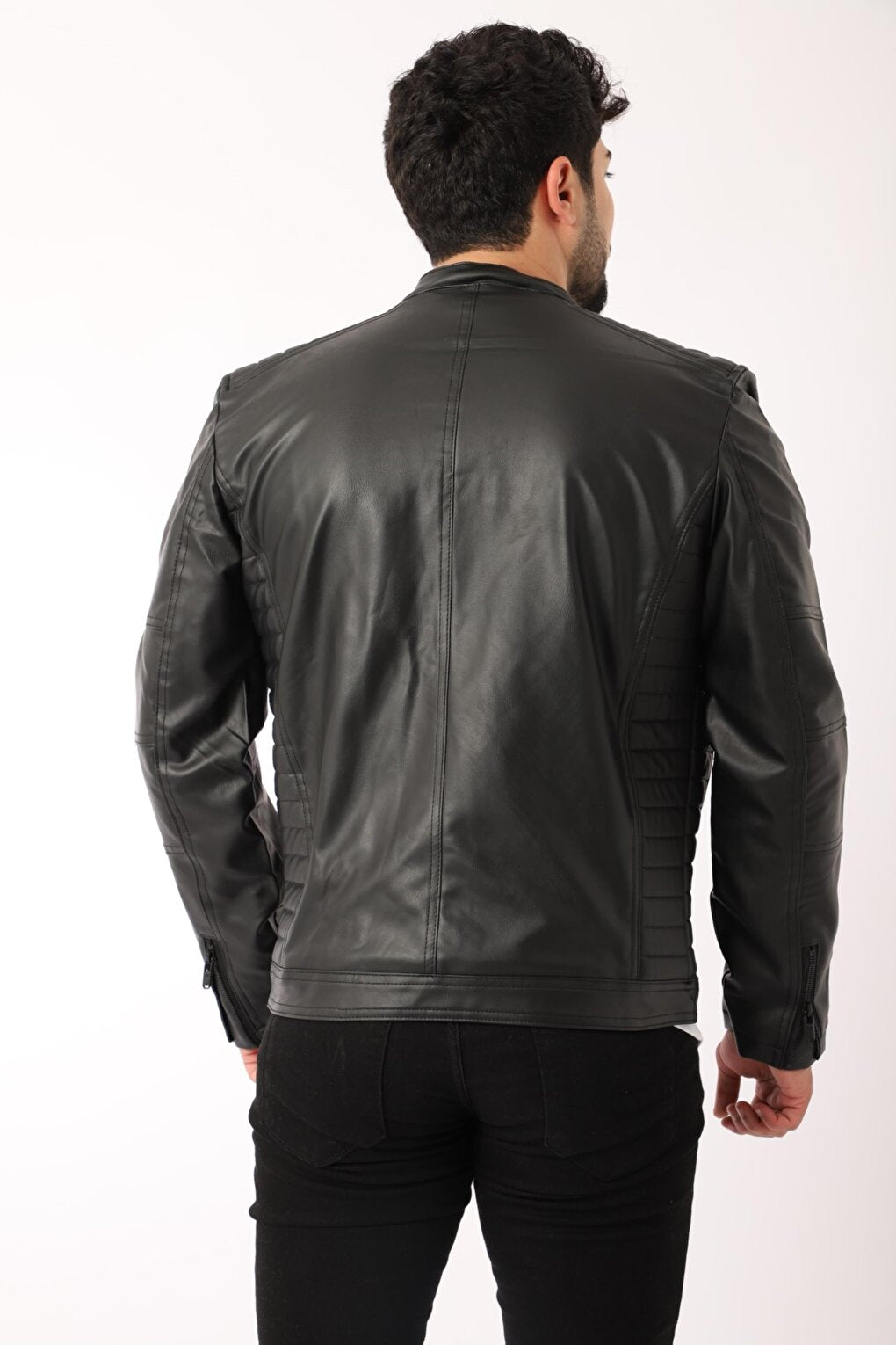 Side Detailed Faux Leather Jacket BL 1460